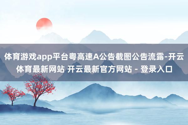 体育游戏app平台粤高速A公告截图公告流露-开云体育最新网站 开云最新官方网站 - 登录入口