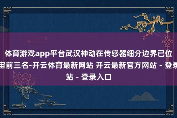 体育游戏app平台武汉神动在传感器细分边界已位列宇宙前三名-开云体育最新网站 开云最新官方网站 - 登录入口