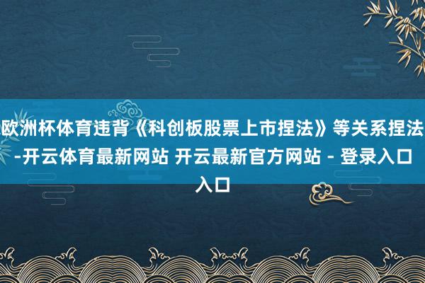 欧洲杯体育违背《科创板股票上市捏法》等关系捏法-开云体育最新网站 开云最新官方网站 - 登录入口